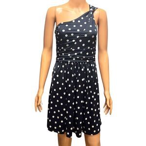 MOA MOA Black & White Polka One Shoulder Dress MEDIUM